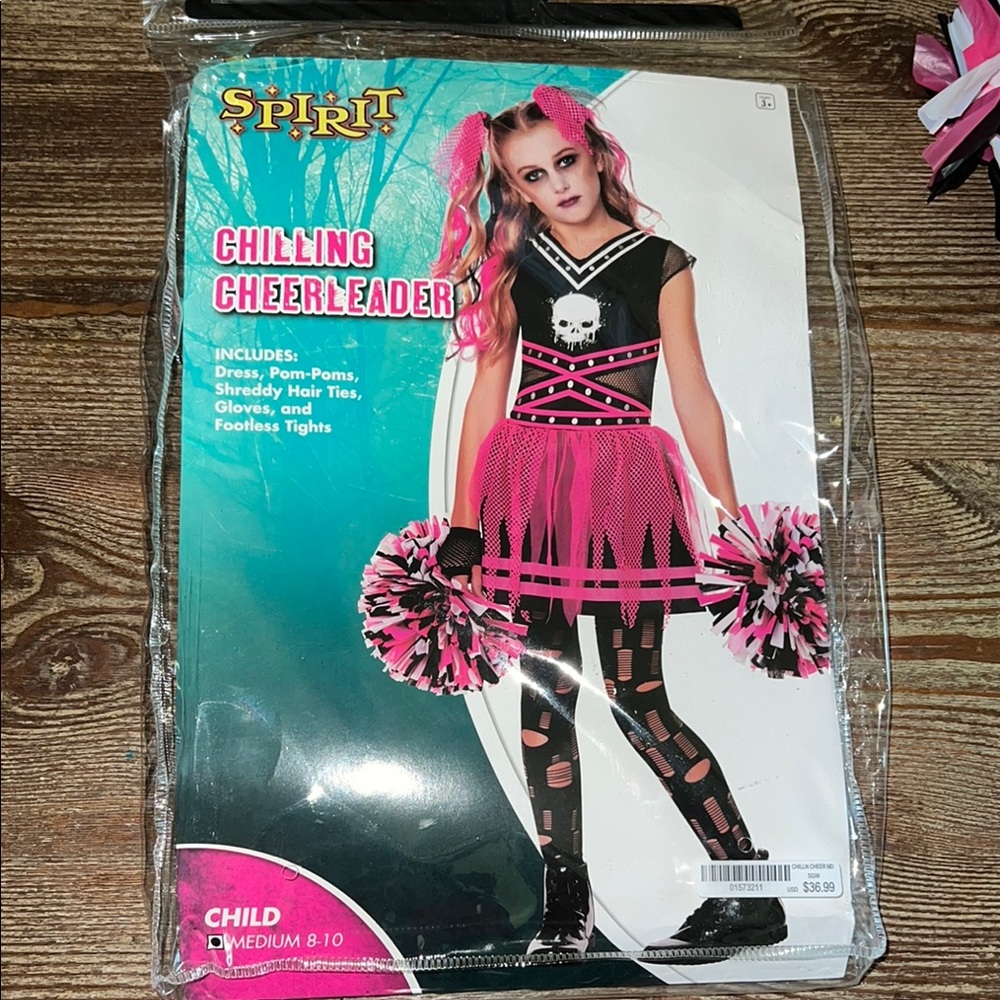 Spirit Pink and Black Cheerleader Costume Halloween